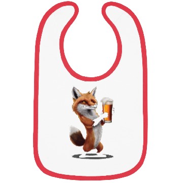 Discover Fox Drinking Beer Realistic Bibs