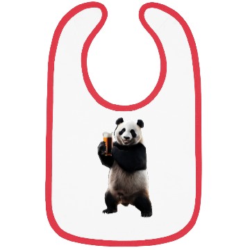 Discover Panda Drinking Beer Realistic Bibs