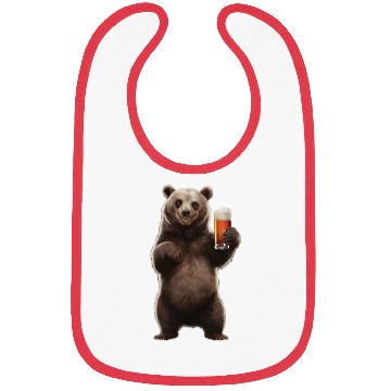 Discover Bear Drinking Beer Realistic Bibs