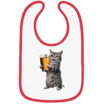 Discover Cat Drinking Beer Realistic Bibs