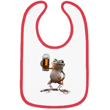 Discover Frog Drinking Beer Realistic Bibs