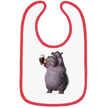 Discover Hippo Drinking Beer Realistic Bibs