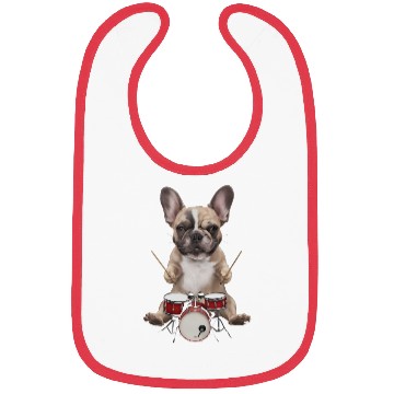 Discover Frenchie Playing Drums Realistic Bibs