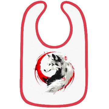 Discover Lunar Red White Wolf Bibs