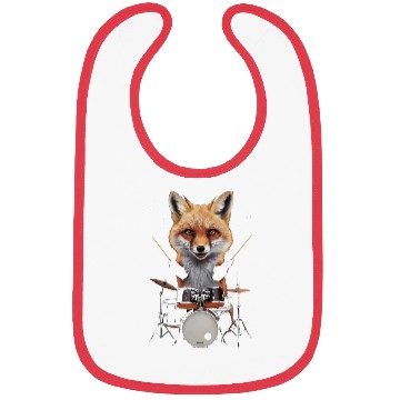 Discover Fox Playing Drums Realistic Bibs
