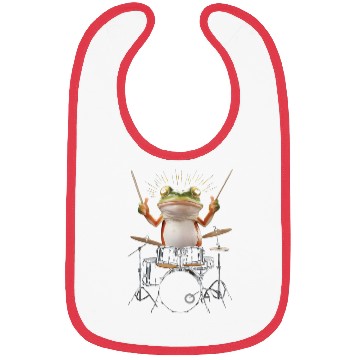 Discover Frog Playing Drums Realistic Bibs
