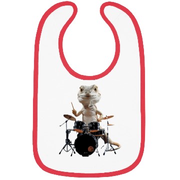 Discover Lizard Playing Drums Realistic Bibs