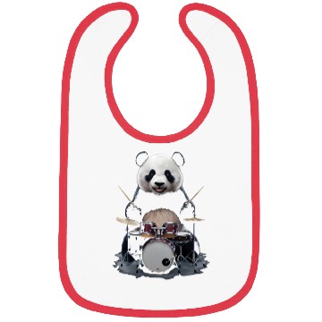 Discover Panda Playing Drums Realistic Bibs