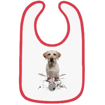 Discover Labrador Playing Drums Realistic Bibs