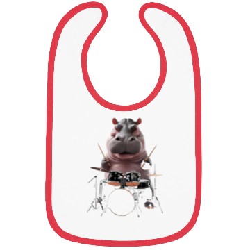 Discover Hippo Playing Drums Realistic Bibs
