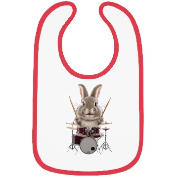 Discover Rabbit Playing Drums Realistic Bibs