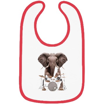 Discover Elephant Playing Drums Realistic Bibs
