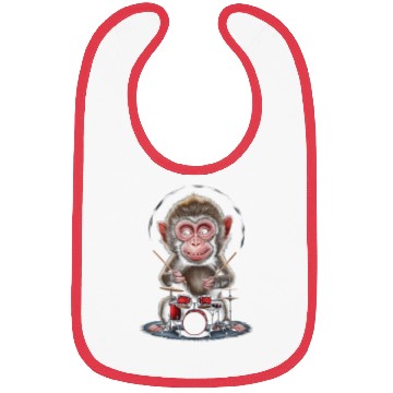 Discover Monkey Playing Drums Realistic Bibs