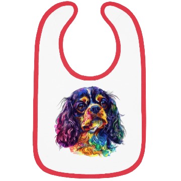 Discover Colorful Cavalier King Charles Spaniel Portrait Bibs