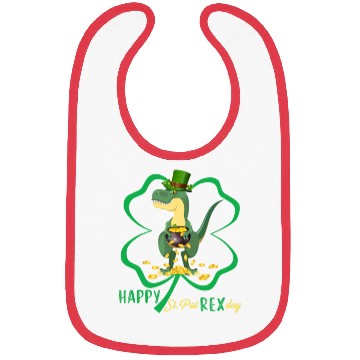 Discover Happy St Pat Rex Day Dinosaur Irish Shamrock Bibs