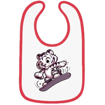 Discover Cute Snowboarder Tiger Bibs