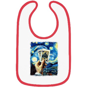 Discover Blackjack Gambling Cards Starry Night Painting Bibs