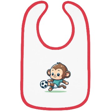 Discover Cute Soccer Player Monkey Bibs