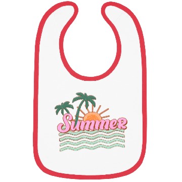 Discover Vibrant Summer Sunset with Palm Trees Bibs