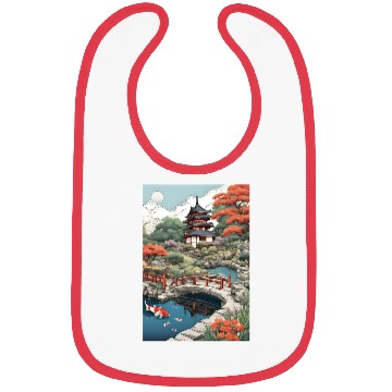Discover Serenity Under Cherry Blossoms- Japanese castle Bibs