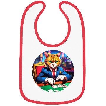 Discover The Gambler Cat's Blackjack Night Bibs