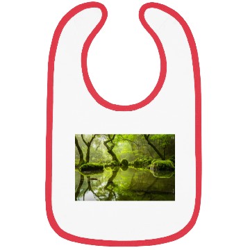 Discover Enchanted Forest Reflections in Tranquil Pond Bibs