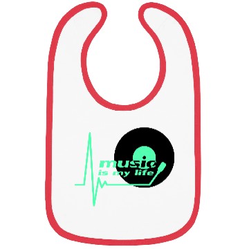 Discover Music is my Party Life Vinyl Record Plate Pulse Bibs