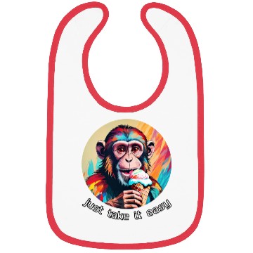 Discover Monkey eating ice cream with a big smile Bibs