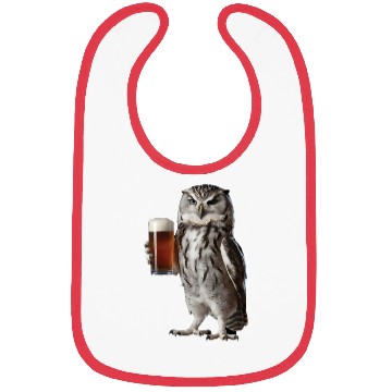 Discover Owl Drinking Beer Realistic Bibs