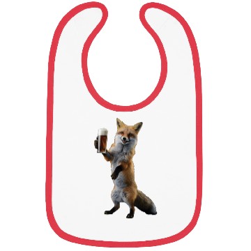 Discover Fox Drinking Beer Realistic Bibs