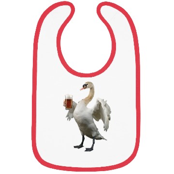 Discover Swan Drinking Beer Realistic Bibs