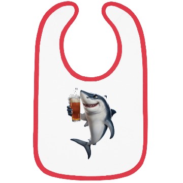 Discover Shark Drinking Beer Realistic Bibs