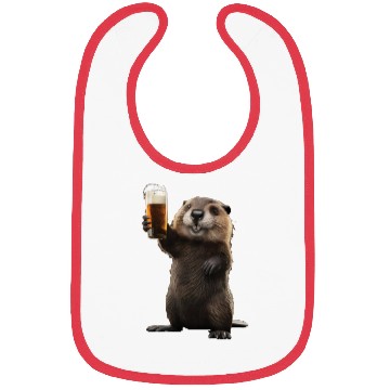 Discover Beaver Drinking Beer Realistic Bibs