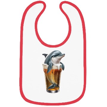Discover Dolphin Drinking Beer Realistic Bibs