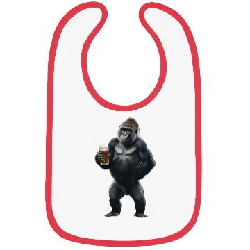 Discover Gorilla Drinking Beer Realistic Bibs