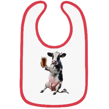 Discover Cow Drinking Beer Realistic Bibs