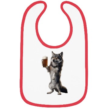 Discover Wolf Drinking Beer Realistic Bibs