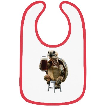 Discover Tortoise Drinking Beer Realistic Bibs