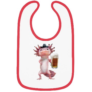 Discover Axolotl Drinking Beer Realistic Bibs