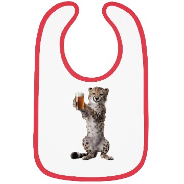 Discover Cheetah Drinking Beer Realistic Bibs