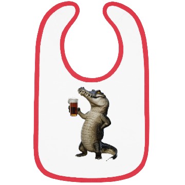 Discover Crocodile Drinking Beer Realistic Bibs
