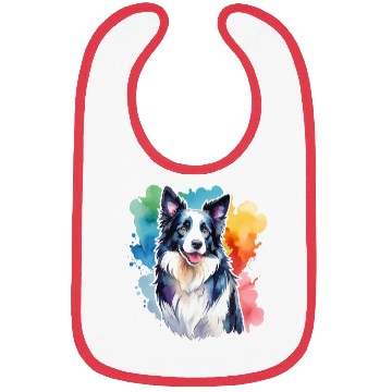 Discover Border Collie Watercolor Bibs