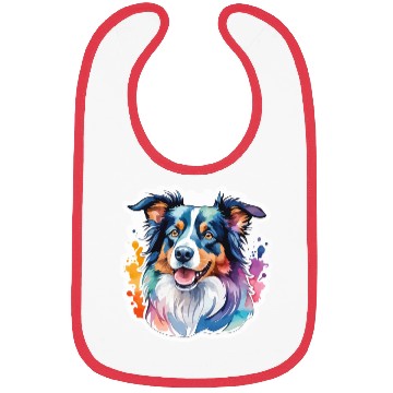 Discover Border Collie Watercolor Bibs