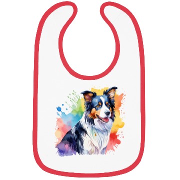 Discover Border Collie Watercolor Bibs