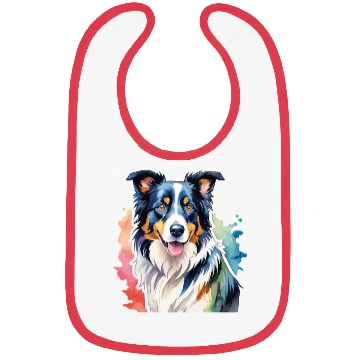Discover Border Collie Watercolor Bibs