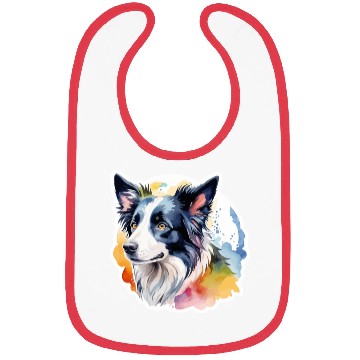 Discover Border Collie Watercolor Bibs