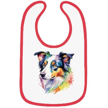 Discover Border Collie Watercolor Bibs