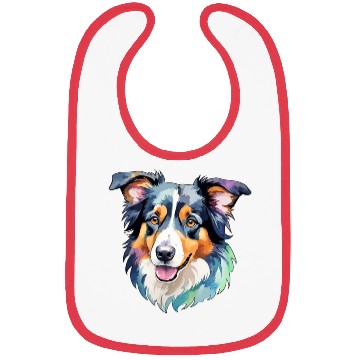 Discover Border Collie Watercolor Bibs