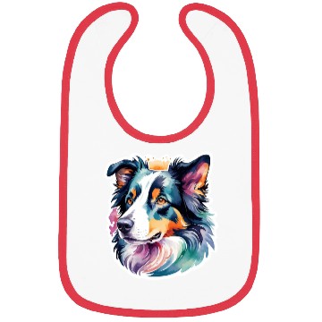 Discover Border Collie Watercolor Bibs