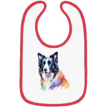 Discover Border Collie Watercolor Bibs